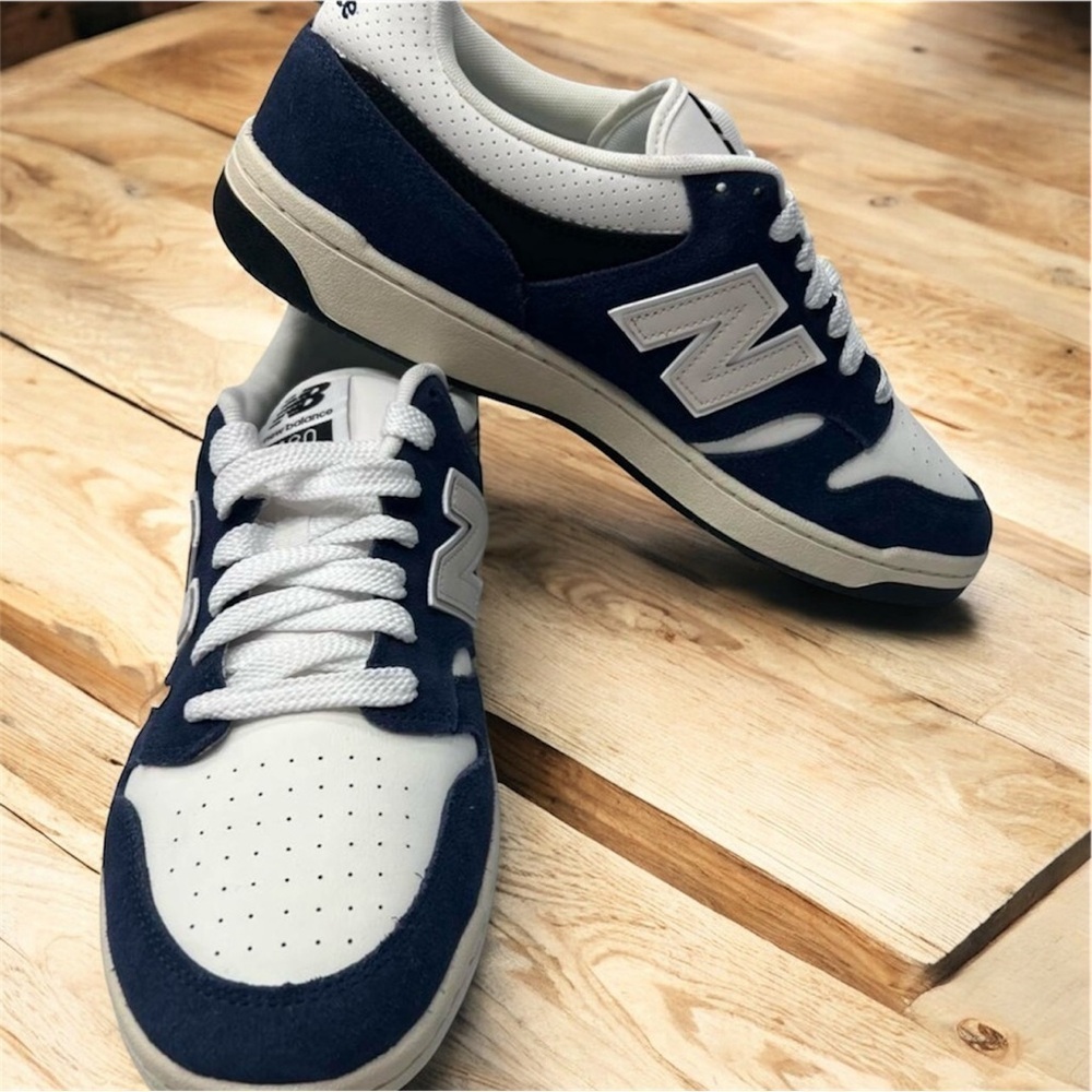 New Balance 480 Court Style Sneakers - White & Navy Blue - Men's Size 13